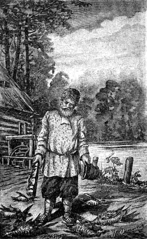 Иллюстрация Н. В. Денисова (1898 г.) к басне Крылова «Мельник»