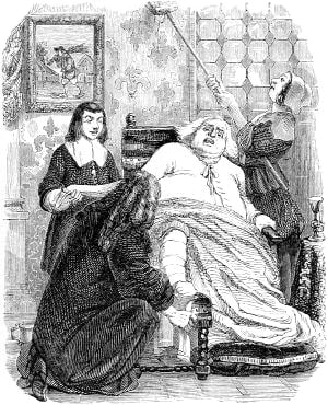 Подагра и Паук. Художник Жан Гранвиль (1803-1847)
