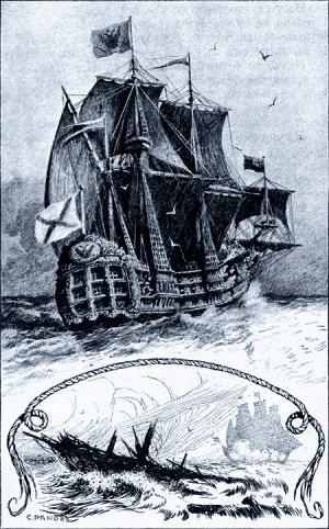Иллюстрация И. С. Панова (1911 г.) к «Пушкам и Парусам» Крылова