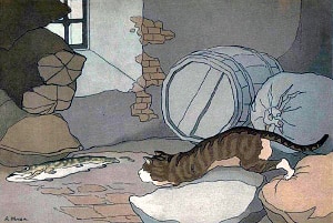 Иллюстрация к басне Крылова «Щука и кот». Художник Жаба Альфонс Константинович.