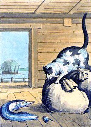 Рисунок А. П. Сапожникова к басне И. А. Крылова «Щука и Кот». Издание 1834 г.