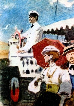 Иллюстрация к очерку А. И. Куприна «Днепровский мореход (Киевские типы)». Художник П. Пинкисевич, 1964 г.