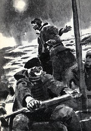 Иллюстрация к повести А. И. Куприна «Макрель» («Листригоны»). Художник П. Пинкисевич, 1964 г.