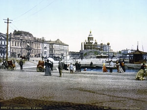 Финляндия. Рыночная площадь и пристань в центре Хельсинки, 1890-е
