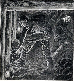 Иллюстрация к рассказу А. И. Куприна «В недрах земли». Художник М. Соломонов, 1914 г.