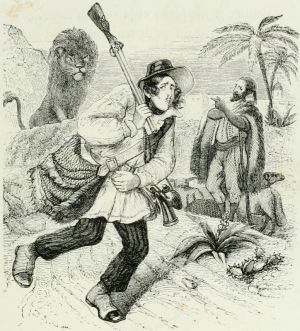 Иллюстрация Жана Гранвиля к басне Лафонтена «ЛЕВ И ОХОТНИК»