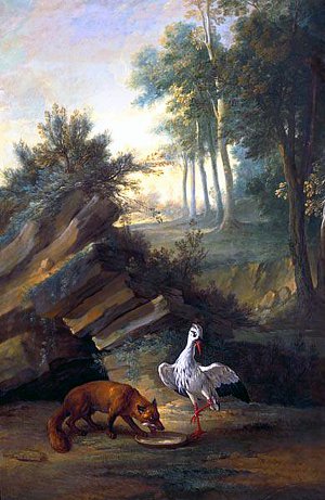 Лиса и аист. Жан-Батист Удри, 1747