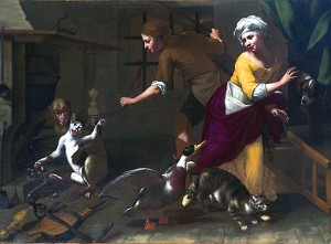 Мартышка и кот. Томмазо Салини (1575-1625)