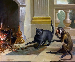 Мартышка и кот. Жан-Батист Удри. 1739