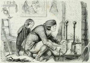 Иллюстрация Жана Гранвиля к басне Лафонтена «ПОСЕЛЯНИН И ЗМЕЯ»