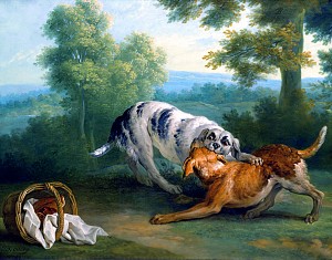 Собака, которая носит ужин хозяина на шее. Жан-Батист Удри, 1751