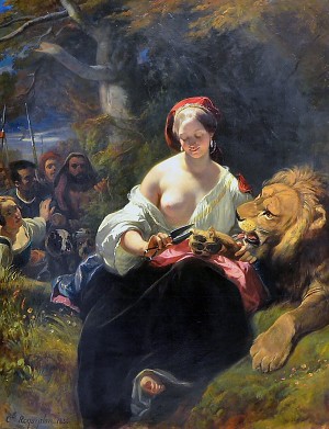 Влюбленный лев. Художник Камиль Жозеф Этьен Рокплан, 1836