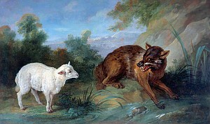 Волк и ягненок (сюжет басни Лафонтена). Жан-Батист Удри (1686-1755)