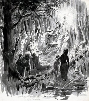 Сердце Данко. Иллюстрация Е.&nbsp;Шарапова к рассказу М.&nbsp;Горького «Старуха Изергиль». Начало XX века.