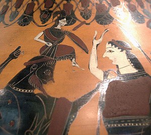 Рождение Афины из головы Зевса. Рисунок с чернофигурной древнегреческой вазы. Между 550 и 525 г. до н. э.