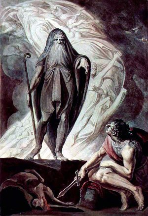 Одиссей и тень Тиресия Фивского царстве Аида. Картина И. Г. Фюссли, 1780-е