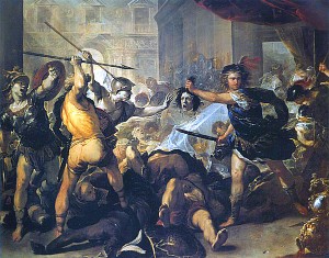 Персей борется с Финеем и его товарищами. Лука Джордано, 1680-1684