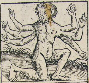 Шестирукий великан из Нюрнбергской хроники Хартмана Шеделя (1440-1514)