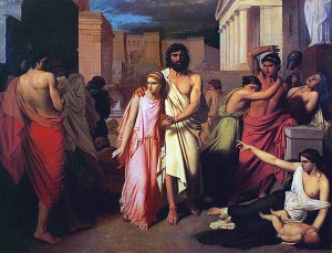 Антигона и Эдип покидают Фивы. Шарль Жалабер, 1842