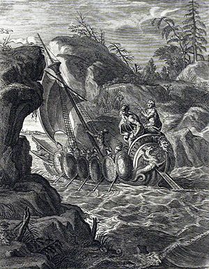 Аргонавты проходят Симплегады. Бернар Пикар, 1733