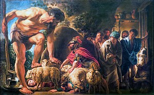 Полифем и спутники Одиссея, запертые в пещере. Якоб Йорданс (1593-1678)