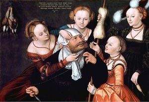 Геракл и служанки Омфалы, картина Лукаса Кранаха Старшего (1472-1553)
