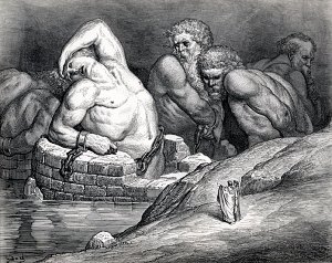 Сыновья Алоэя, От и Эфиальт. Художник Гюстав Доре (1832-1883)