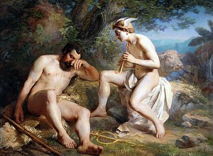 «Гермес усыпляет Аргуса, чтобы похитить нимфу Ио». Картина Николая Кошелева, 1864 год