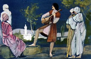 Ашик-Кериб поет. Иллюстрация Р. Столярова к сказке М. Ю. Лермонтова «Ашик-Кериб»
