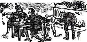 Гравюра к рассказу «Человек на часах». П. Павлинов, 1926 г.