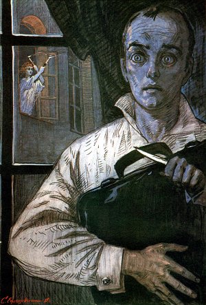 Иллюстрация к роману Николая Лескова «На ножах» (Часть первая). Художник С. Н. Ефошкин, 1989 г.