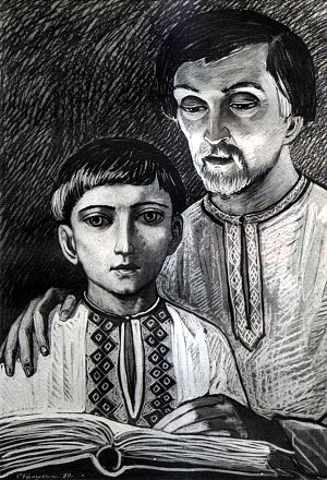 Рисунок к повести Н. Лескова «Некрещеный поп». Художник С. Ефошкин, 1989.