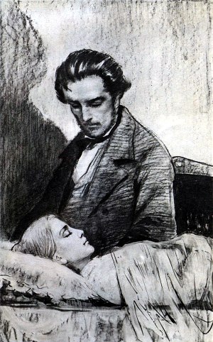 Рисунок к роману Николая Лескова «Обойдённые». Художник С. Н. Ефошкин, 1989 г.