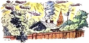 Глава пятнадцатая. Иллюстрация к рассказу Николая Лескова «Штопальщик». Художник Б. Кустодиев, 1922 г.