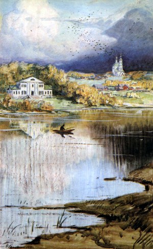 Иллюстрация к роману Н. Лескова «Захудалый род». Художник С. Ефошкин, 1989