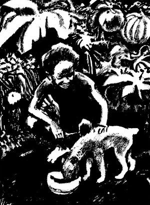 Иллюстрация к роману Д. Лондона «Джерри-островитянин». Художник П. Пинкисевич, 1976 г.
