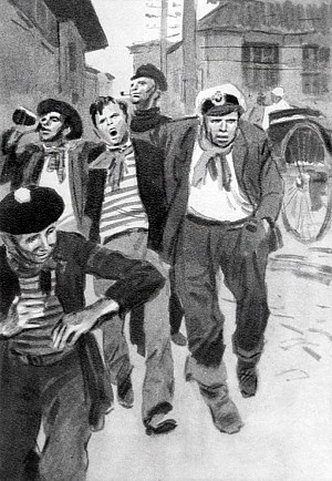 Иллюстрация к повести Д. Лондона «Джон-Ячменное Зерно». Художник П. Пинкисевич, 1961 г.