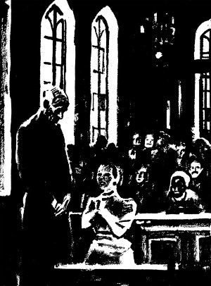 Иллюстрация к рассказу Джека Лондона «Исповедь Элис». Художник П. Пинкисевич, 1976 г.