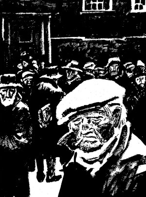 Иллюстрация к произведению Д. Лондона «Люди бездны». Художник П. Пинкисевич, 1976 г.