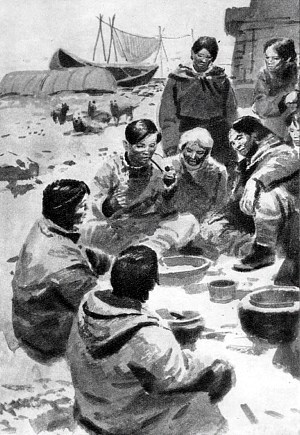Иллюстрация к рассказу Джека Лондона «Нам-Бок — лжец». Художник П. Пинкисевич, 1961 г.