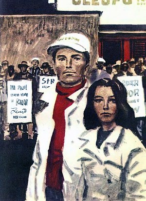 Иллюстрация к рассказу Джека Лондона «По ту сторону рва». Художник П. Пинкисевич, 1976 г.