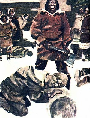 Иллюстрация к рассказу Джека Лондона «Потерявший лицо». Художник П. Пинкисевич, 1976 г.