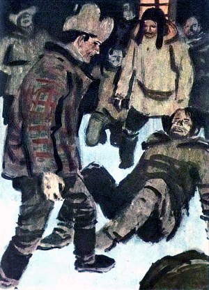 Иллюстрация к роману Джека Лондона «Время-не-ждет». Художник П. Пинкисевич, 1976 г.