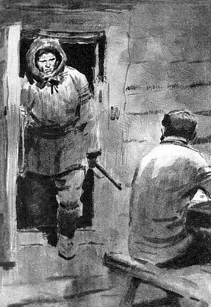 Иллюстрация к рассказу Джека Лондона «За тех, кто в пути!». Художник П. Пинкисевич, 1961 г.