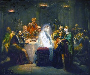 Макбет и призрак Банко. Иллюстрация Теодора Шассерио (1855) к трагедии Уильяма Шекспира «Макбет» (1603—1606)