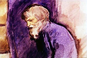 Старый Богач. Иллюстрация к рассказу Д. Н. Мамина-Сибиряка «Богач и Ерёмка». Художник Л. Панова, 1971
