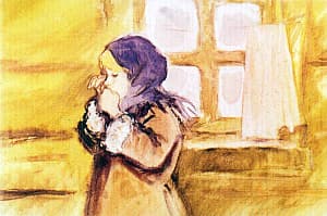 Девочка горько расплакалась. Иллюстрация к рассказу Д. Н. Мамина-Сибиряка «Богач и Ерёмка». Художник Л. Панова, 1971