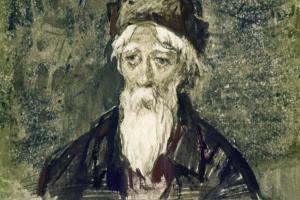 Точно что оборвалось в груди у старого Емели, и он опустил ружье. Иллюстрация Р. Столярова к рассказу «Емеля-охотник» Д. Мамина-Сибиряка