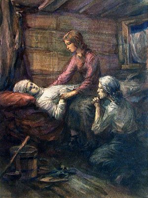 Иллюстрация к рассказу Д. Н. Мамина-Сибиряка «Кормилец». Художник Эппле Лев Артурович, 1955