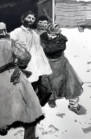 Иллюстрация к рассказу Д. Н. Мамина-Сибиряка «Ночь». Художник Пинкисевич Петр Наумович, 1952-57 гг.